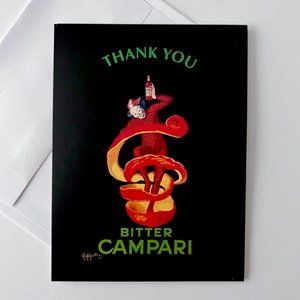 Pack of 12 Bitter Campari Thank You Note Cards & Envelopes - Graphique Boutique